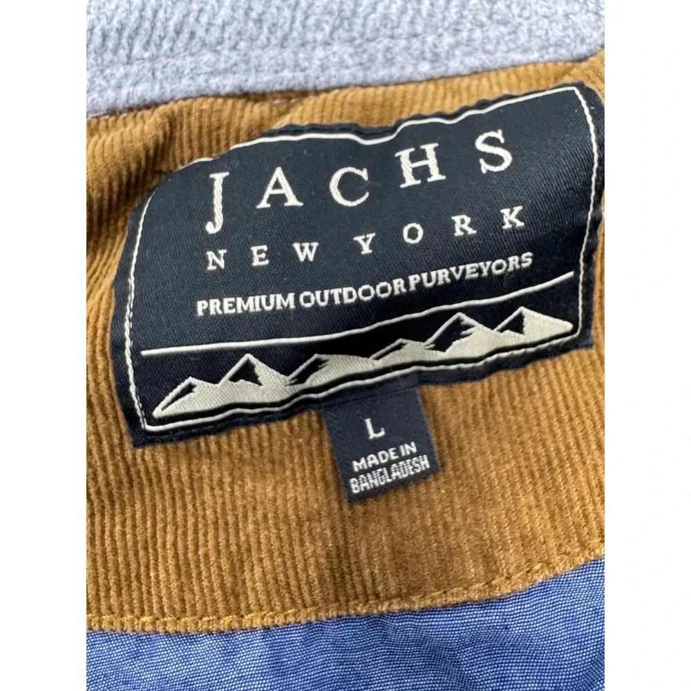 Jachs New York Herringbone Shirt Jacket Mens L Button Front Pockets Gray‎